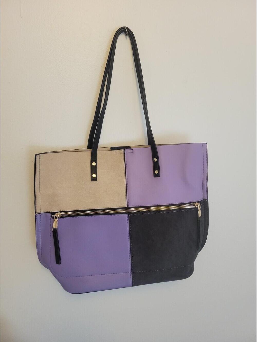 Women's Hand Bad Mellow World "Selene" Colorblock Tote Purse Magnetic Closure